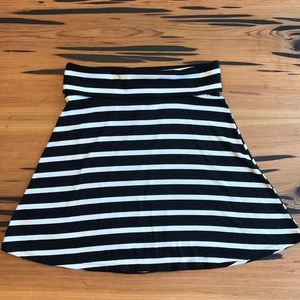 Black Striped A-line skirt